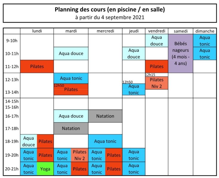 planning 2021-22 horaires